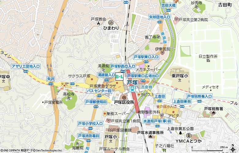 アイシティ　戸塚トツカーナモール店付近の地図